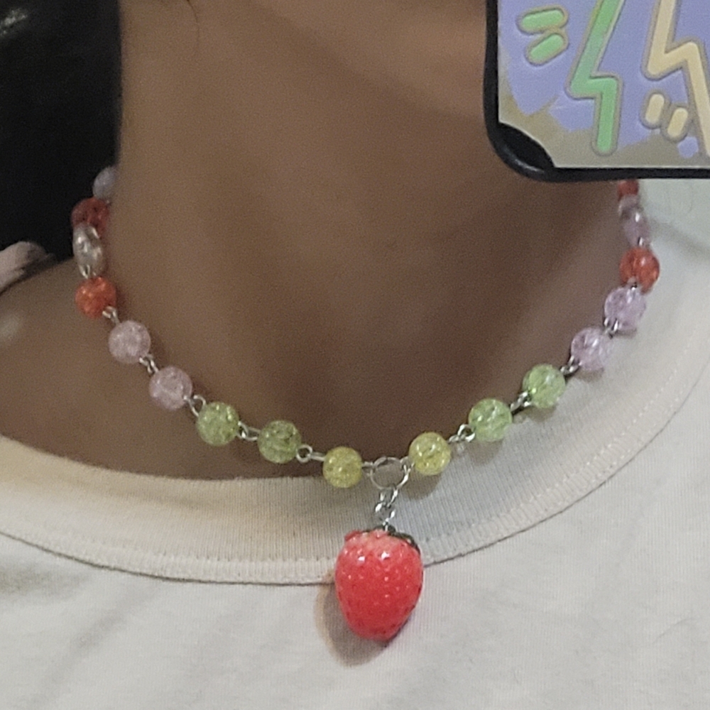 Handmade Strawberry choker necklace